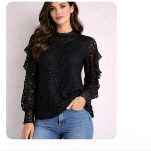 Express Black Lace Top Small Women's Blouse
